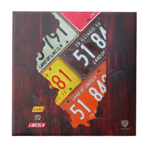Illinois License Bord Map Ceramic Tile Tegeltje
