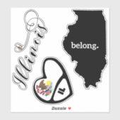 Illinois Love, 3 Design, Die Cut Stickers (Vel)