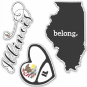 Illinois Love, 3 Designs, Stickers Die Cut (Devant)