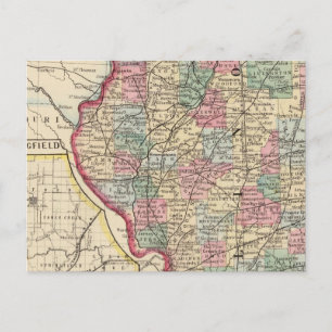 Illinois Map door Mitchell Briefkaart