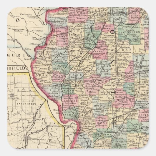 Illinois Map door Mitchell Vierkante Sticker (Voorkant)