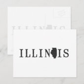 Illinois Map - Geschikt voor Letter State Word Art Briefkaart (Voorkant / Achterkant)