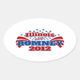 Illinois met Romney 2012 Ovale Sticker