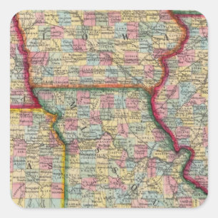 Illinois, Missouri, Iowa, Nebraska en Kansas Vierkante Sticker