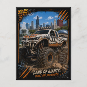 Illinois Monster Truck Off Road Kunst Briefkaart