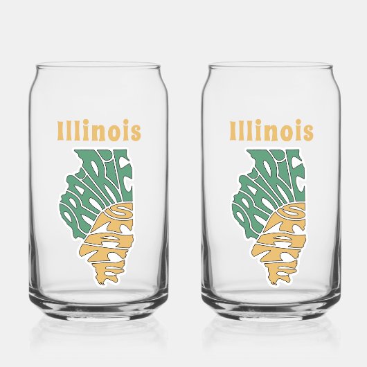 Illinois Nickname Word Art Blikvorm Glas (Links)