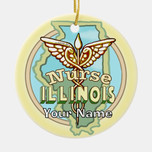 Illinois Nurse Caduceus Keramisch Ornament (Voorkant)