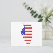 Illinois Patriotic State Shaped American Flag Briefkaart (Staand voorkant)