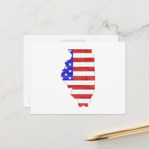 Illinois Patriotic State Shaped American Flag Briefkaart