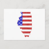 Illinois Patriotic State Shaped American Flag Briefkaart (Voorkant)