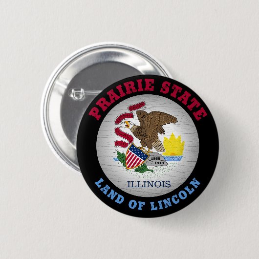 ILLINOIS PRAIRIE STATE FLAG RONDE BUTTON 5,7 CM (Voorkant /achterkant)