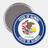 Illinois Round Emblem Magneet (Voorkant / Achterkant)