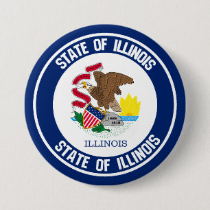 Illinois Round Emblem Ronde Button 7,6 Cm