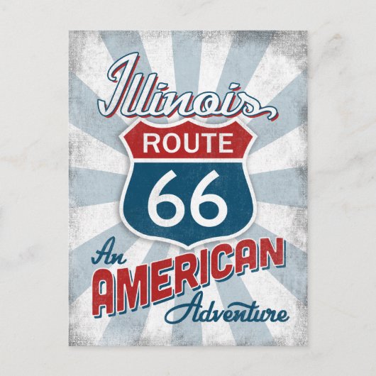 Illinois Route 66 Amerika Briefkaart (Voorkant)