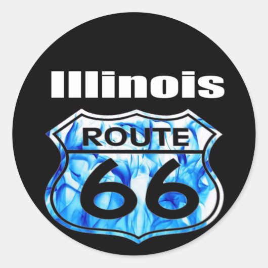 Illinois Route 66 Ronde Sticker (Voorkant)
