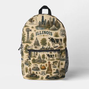 Illinois Route 66 Stad Trail Reis Bedrukte Rugzak