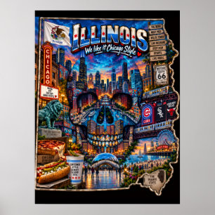 Illinois Schedel Kunstprint State of Mind Poster