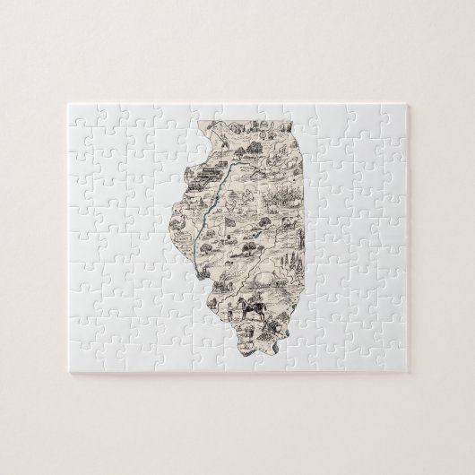 Illinois Shaped  Afbeelding Map Legpuzzel (Horizontaal)