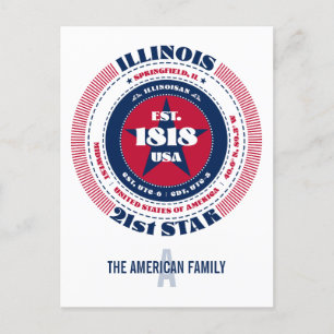 Illinois, Springfield, IL, Patriottisch, Monogram Briefkaart