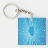 Illinois Staat Silhouette Blauwe Sterrenexplosie Sleutelhanger (Voorkant)