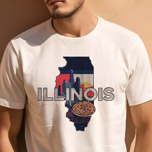Illinois Staatstrots Chicago Silhouette Illustrati T-shirt