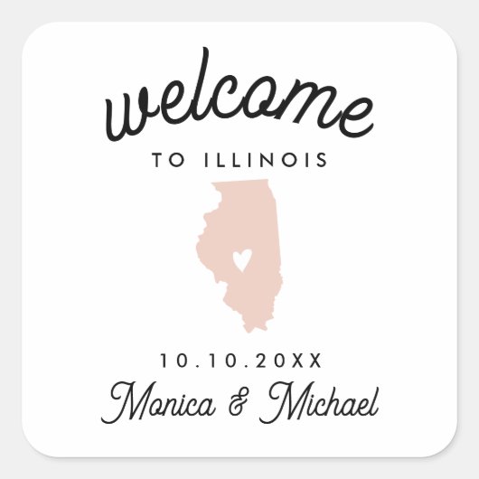 ILLINOIS State Destination Weddenschap OM ELKE KLE Vierkante Sticker (Voorkant)