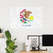 Illinois State Flag Grunge Poster (Thuiskantoor)
