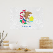 Illinois State Flag Grunge Poster (Keuken)