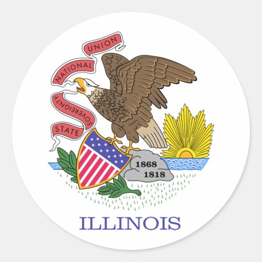 Illinois State Flag Ronde Sticker (Voorkant)