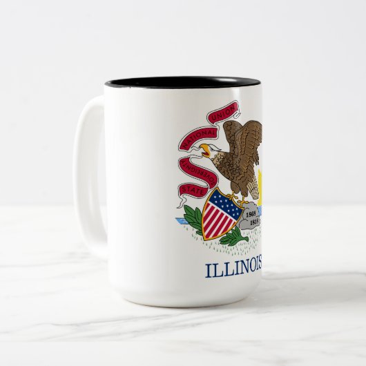 Illinois State Flag Tweekleurige Koffiemok (Voorkant links)
