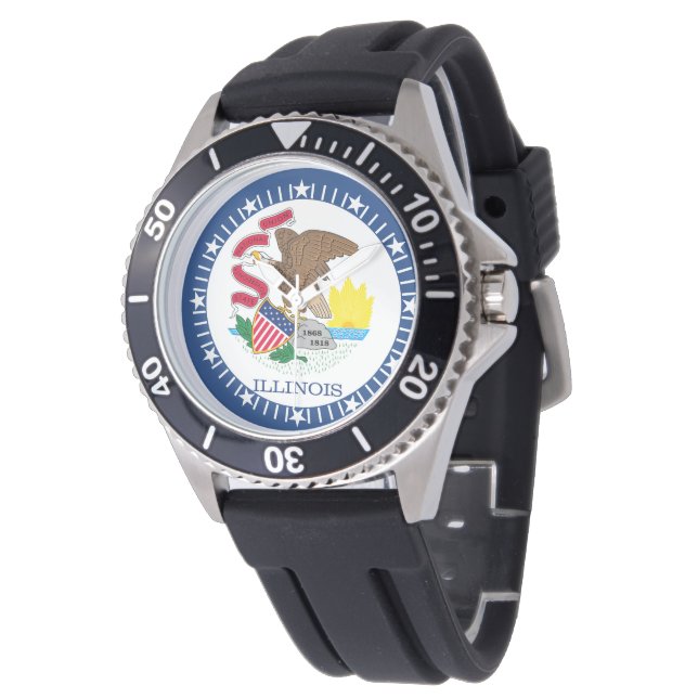 Illinois State Flag Watch Design Horloge (Gekanteld)