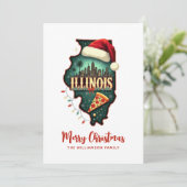 Illinois State Fun Family Kerstmis Feestdagenkaart (Staand voorkant)