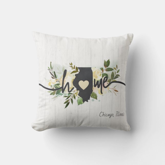 Illinois State gepersonaliseerd uw huis stad rusti Kussen (Voorkant)