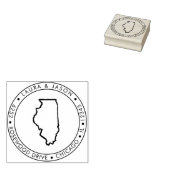 Illinois State Map Retouradres Wood Art Stamp Rubberstempel (Gestempeld)