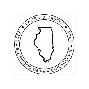 Illinois State Map Retouradres Wood Art Stamp Rubberstempel