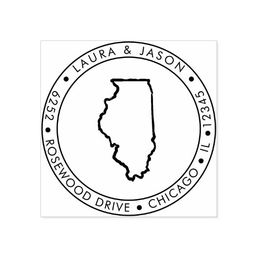 Illinois State Map Retouradres Wood Art Stamp Rubberstempel (Afrduk)