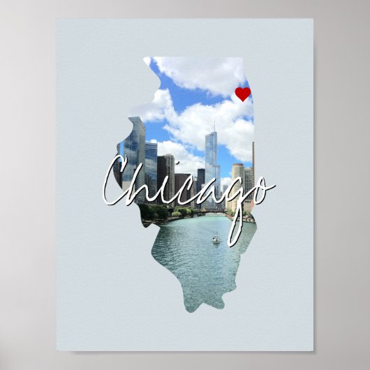 Illinois State Photo insert and town name Poster (Voorkant)
