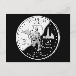Illinois State Quarter keerzijde Faux Briefkaart
