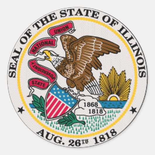 Illinois State Seal Ronde Sticker (Voorkant)