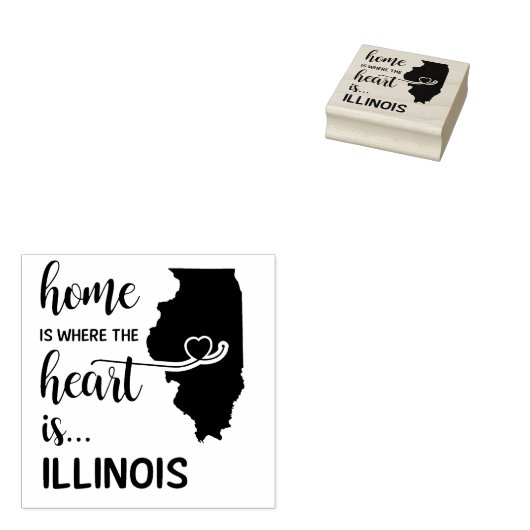 Illinois thuis is waar het hart ligt 	rubberstempel (Gestempeld)