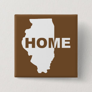 Illinois Thuis Weg Van Thuis Knop Badge Speld Vierkante Button 5,1 Cm