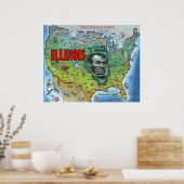 Illinois USA Map Poster (Keuken)