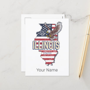 Illinois Verenigde Staten Eagle Retro Kaart  Veren
