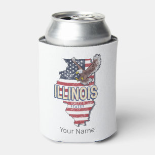 Illinois Verenigde Staten Eagle Retro Kaart  Veren Blikjeskoeler