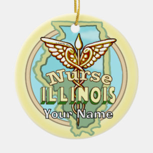 Illinois Verpleegster Caduceus  Keramisch Ornament