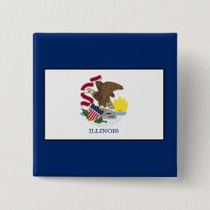 Illinois Vierkante Button 5,1 Cm