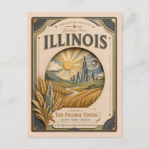 Illinois Vintage Paper Cut Amerikaanse Arcana Briefkaart