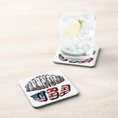 Illinois Vlag en Staat Foto Tekst Onderzetter (Rechterzijde)