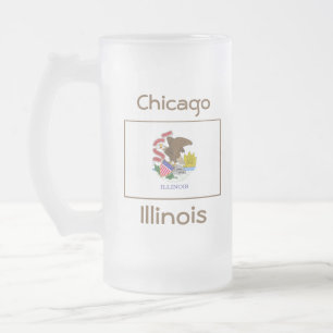 Illinois Vlag Kaart Stad Mok