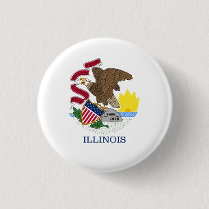 Illinois, vlag van Illinois, Illinois Ronde Button 3,2 Cm